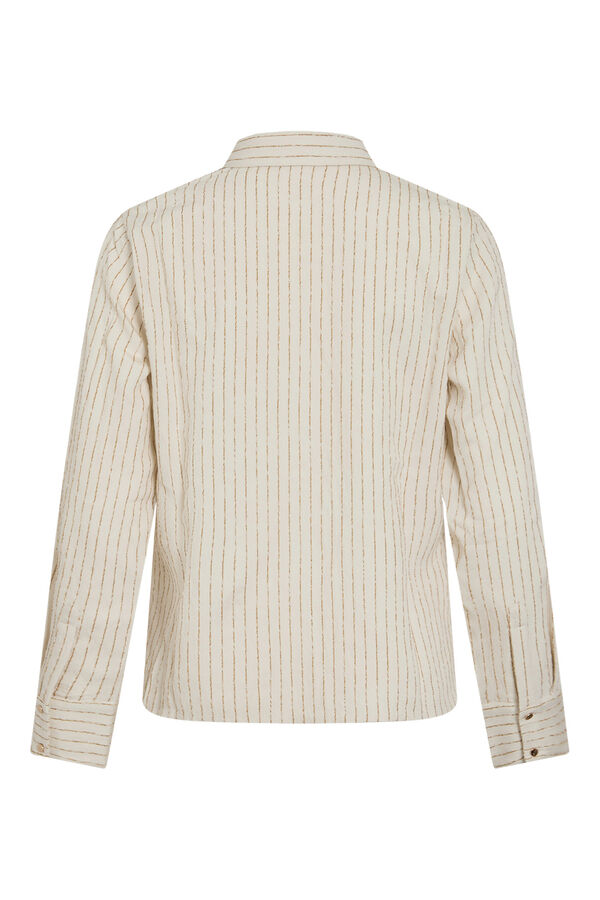 Vila Camisa &agrave;s riscas em viscose Tostado