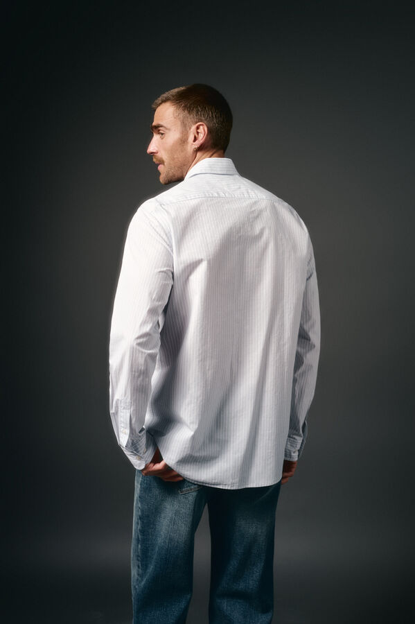 OOTO Camisa rayas popel&iacute;n Blanco