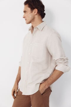 Cortefiel Camisa lino algod&oacute;n rayas