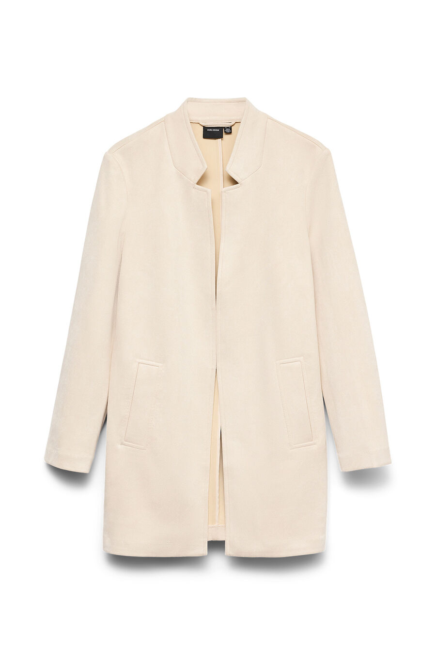 Chaqueta larga efecto ante