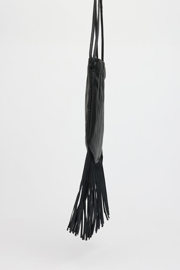 Slowlove Fringed bucket bag Black