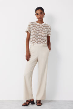 Cortefiel Pantal&oacute;n con lino con botones dorados