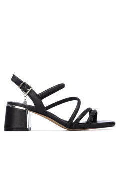 XTI Sand&aacute;lia de tiras com strass metalizada