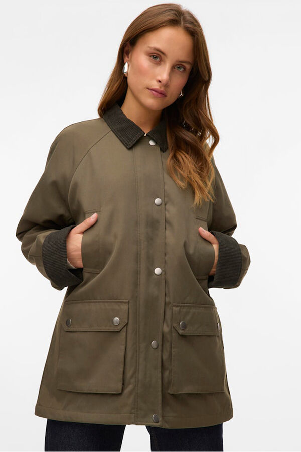 Vero Moda Parka encerada multibolsillos Verde