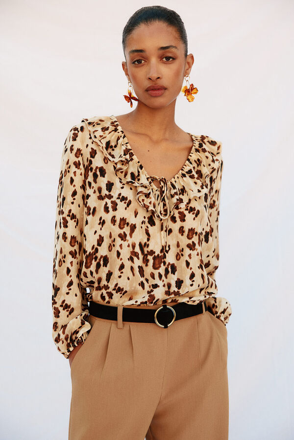 Cortefiel Blusa volantes Multicolor