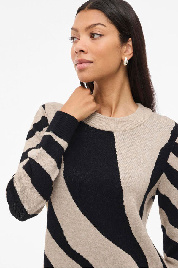 Vila Vestido de punto con viscosa Estampado beige