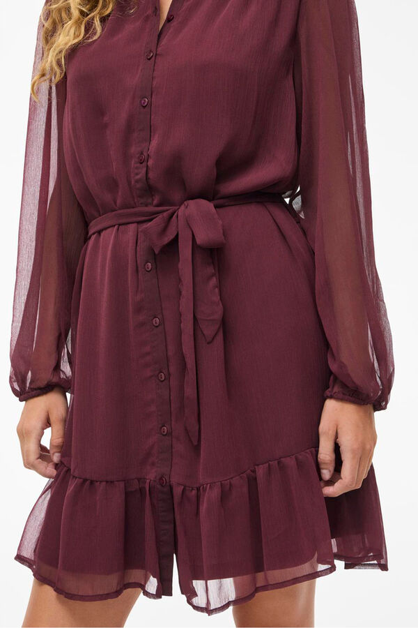 Vila Vestido corto de gasa Vino