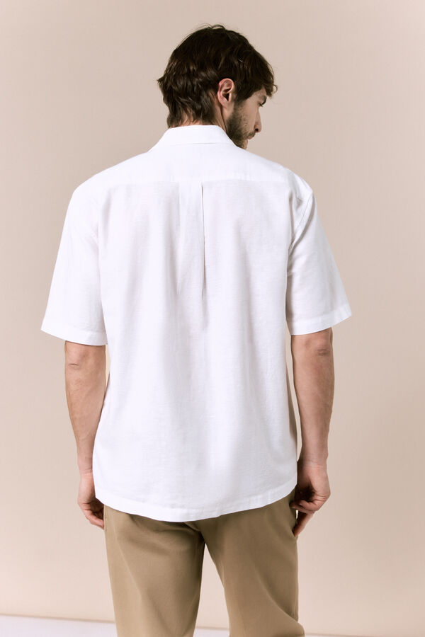 OOTO Camisa lino manga corta Blanco