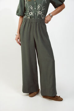 Slowlove Pantal&oacute;n ancho de lino lavado