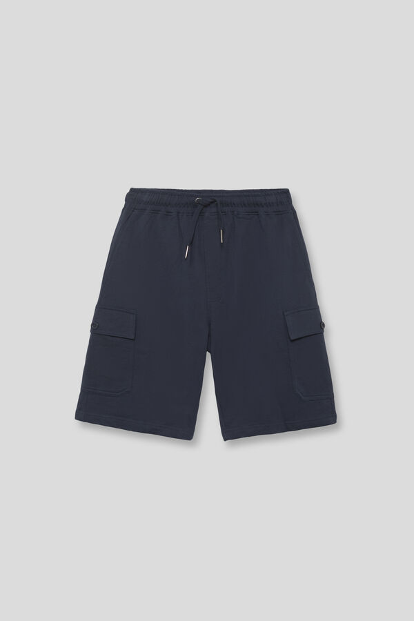 Street Monkey Bermuda cargo jersey-knit Navy