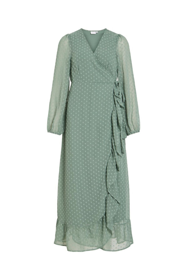 Vila Vestido largo midi de plumeti Kaki