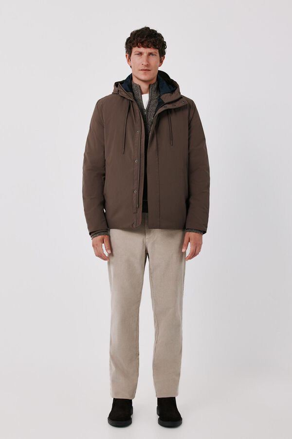 Cortefiel Short hooded parka Beige