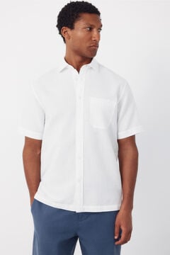 Cortefiel Camisa algod&oacute;n lino lisa manga corta