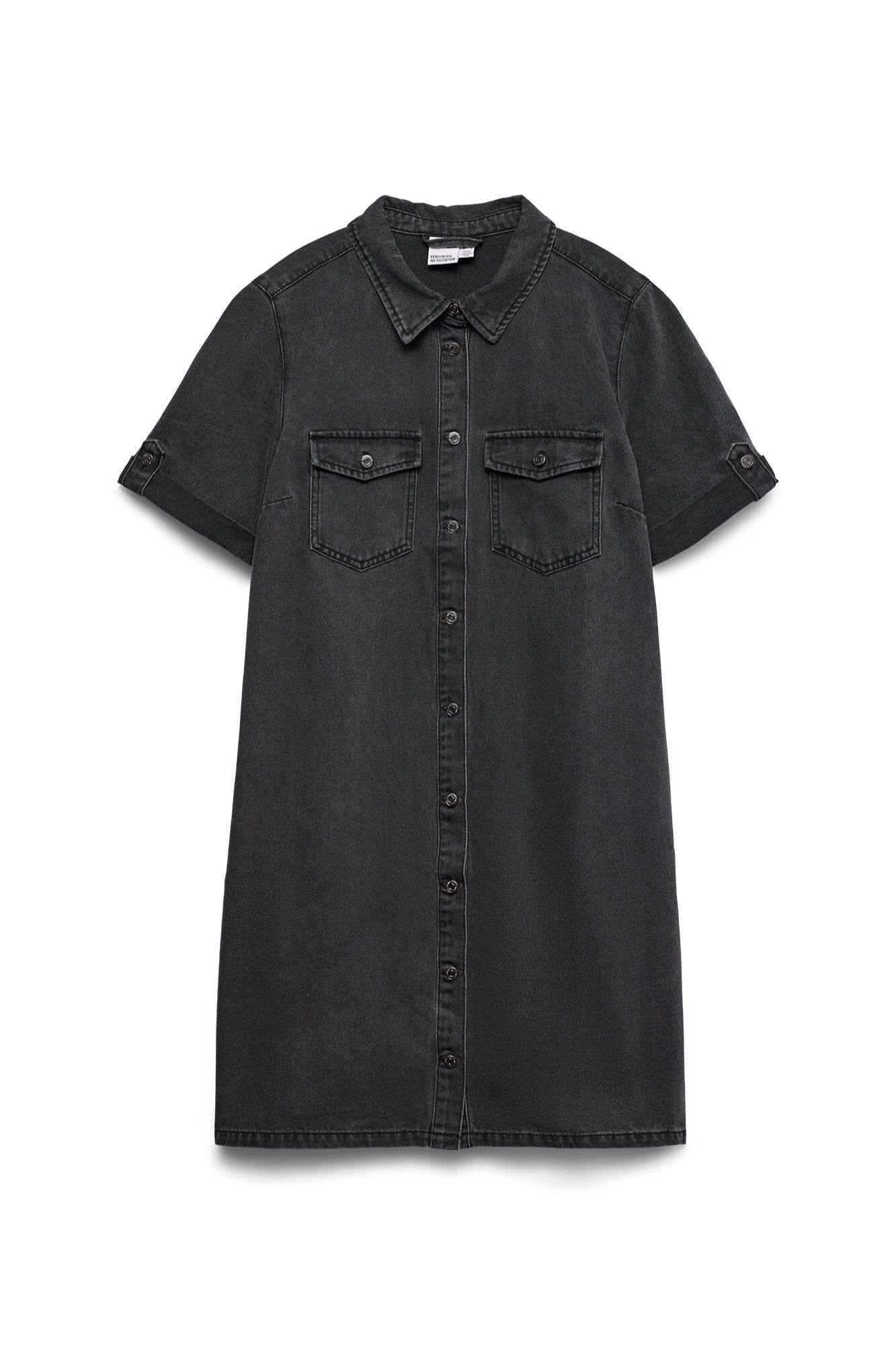 Vero Moda Vestido corto de manga corta denim