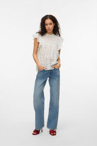 Vero Moda Blusa fluida de cuello redondo