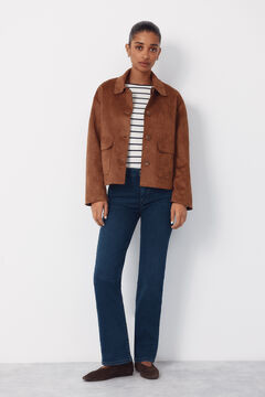 Cortefiel Jaqueta em tecido com efeito camur&ccedil;a