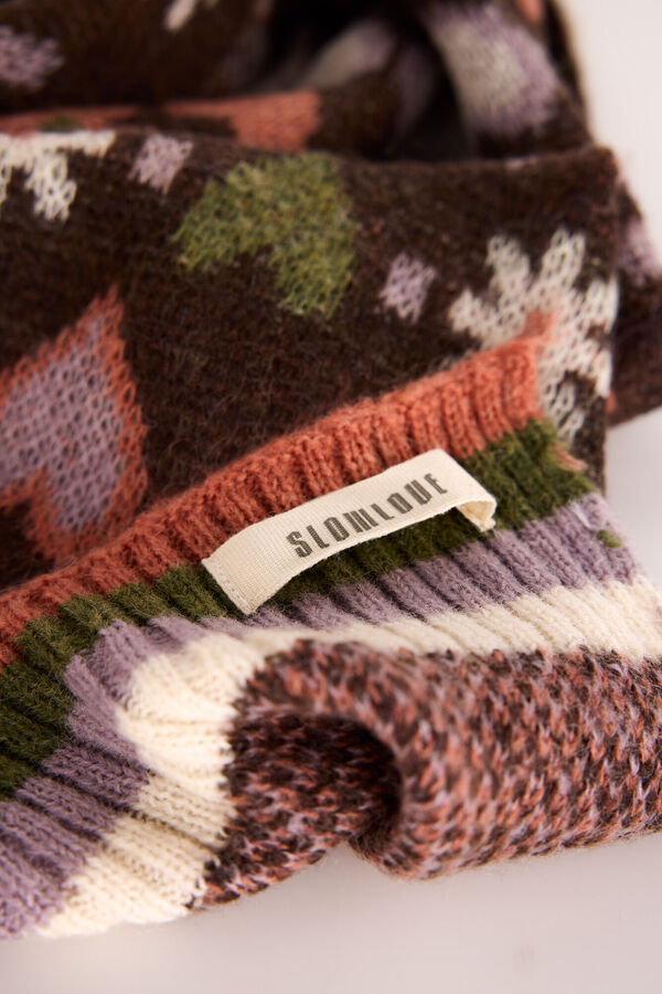 Slowlove Bufanda corazones Estampado marr&oacute;n