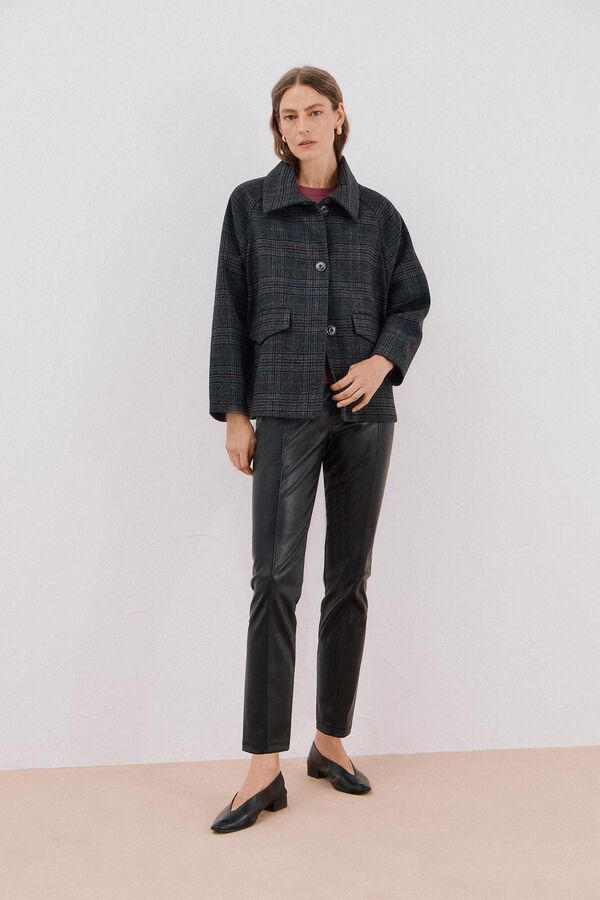 Cortefiel Short fabric coat Printed grey