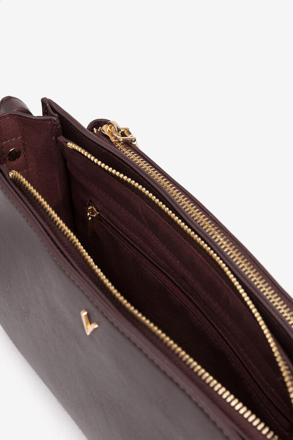 Vilanova Mala com efeito de couro e bolso Castanho