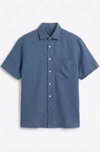 Cortefiel Camisa algod&oacute;n lino lisa manga corta