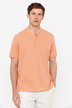 Cortefiel Mandarin collar polo shirt Orange