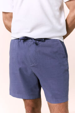 OOTO Bermuda com cord&otilde;es em linho