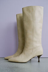 Cortefiel Coconut-effect kitten-heeled boot Beige