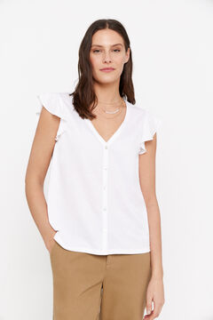 Cortefiel Camiseta pico botones Blanco