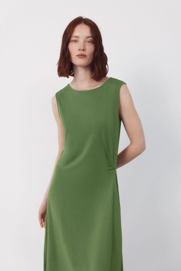 Cortefiel Vestido nudo lateral Verde