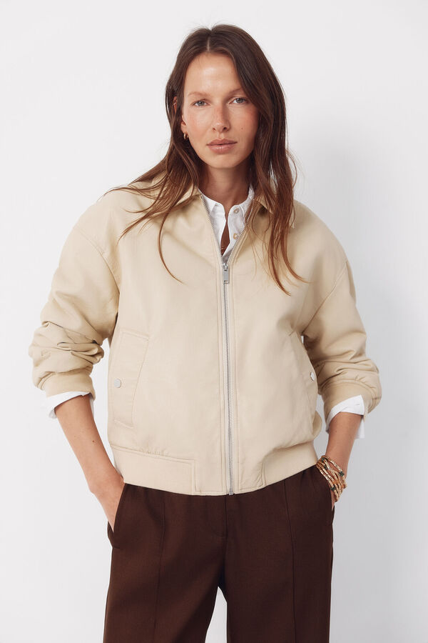 Cortefiel Chaqueta bomber efecto piel Amarillo