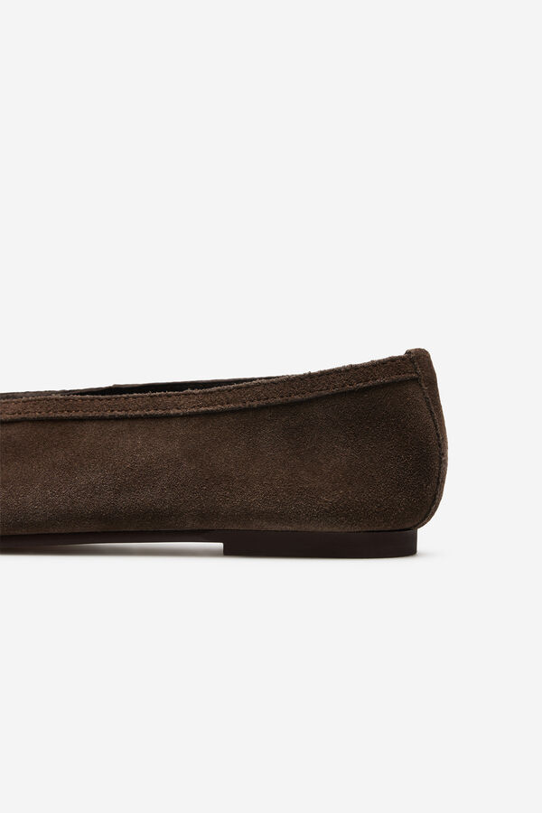 Cortefiel Bailarina piel Marr&oacute;n oscuro