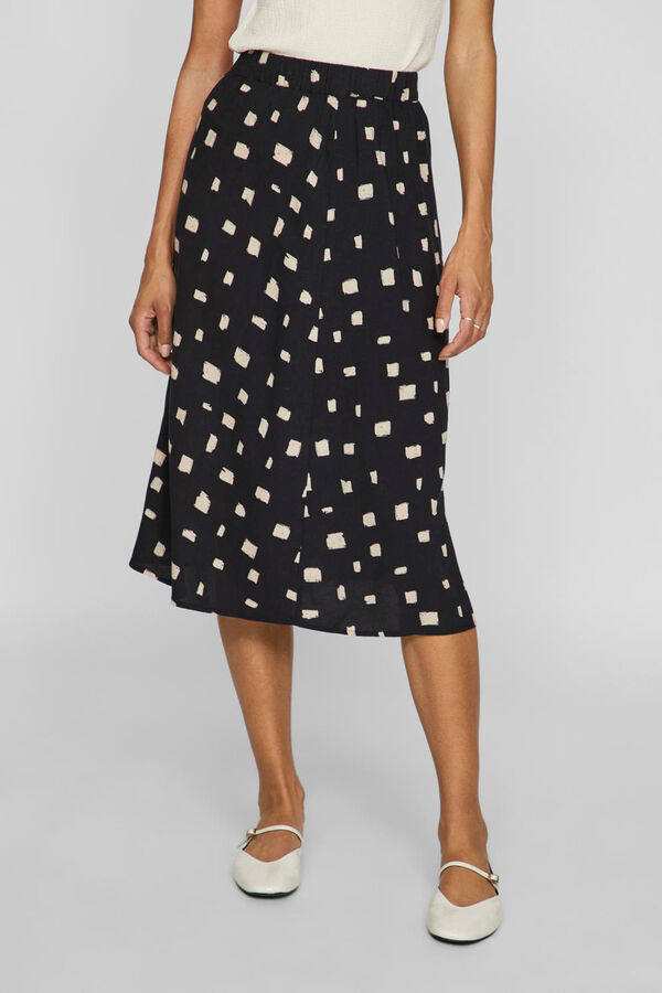 Vila Printed midi skirt Black