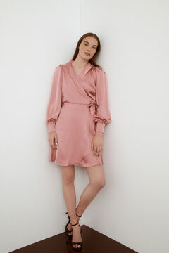 Vila Vestido acetinado de manga comprida