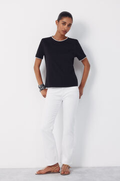 Cortefiel Camiseta bordado ribete