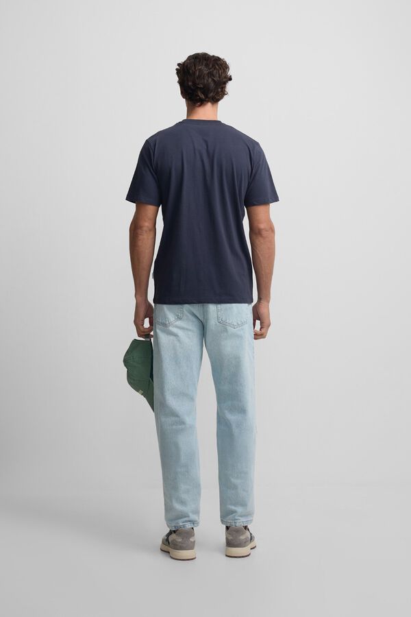 Silbon Camiseta lisa minilogo parche Azul marino
