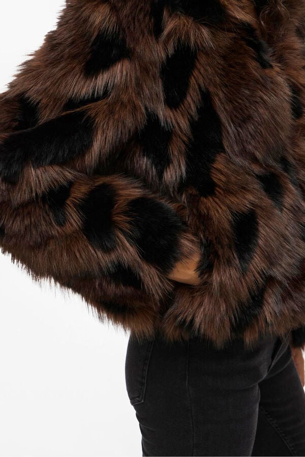 Vila Casaco de pele sobretudo com lapelas Castanho