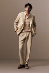 OOTO Americana cruzada mezcla lino Beige