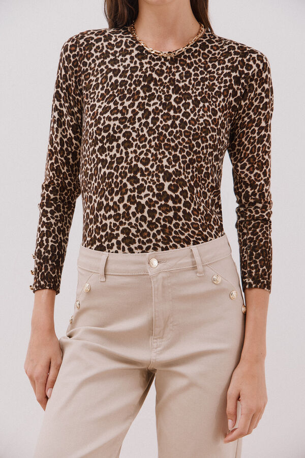 Cortefiel Jersey punto estampado Marrón oscuro