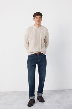 Cortefiel Jersey punto estructura cables cuello redondo