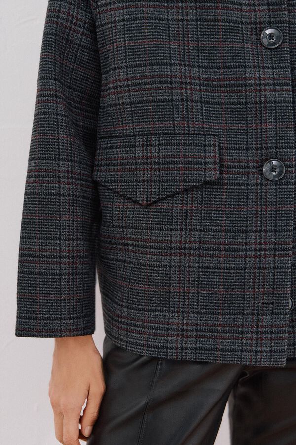 Cortefiel Short fabric coat Printed grey