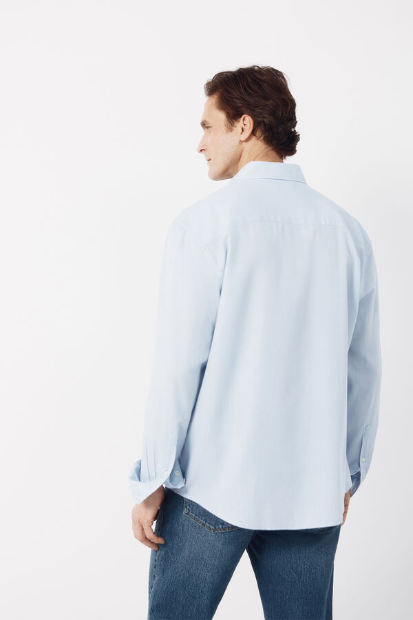 Cortefiel Camisa seersucker cuadros Azul