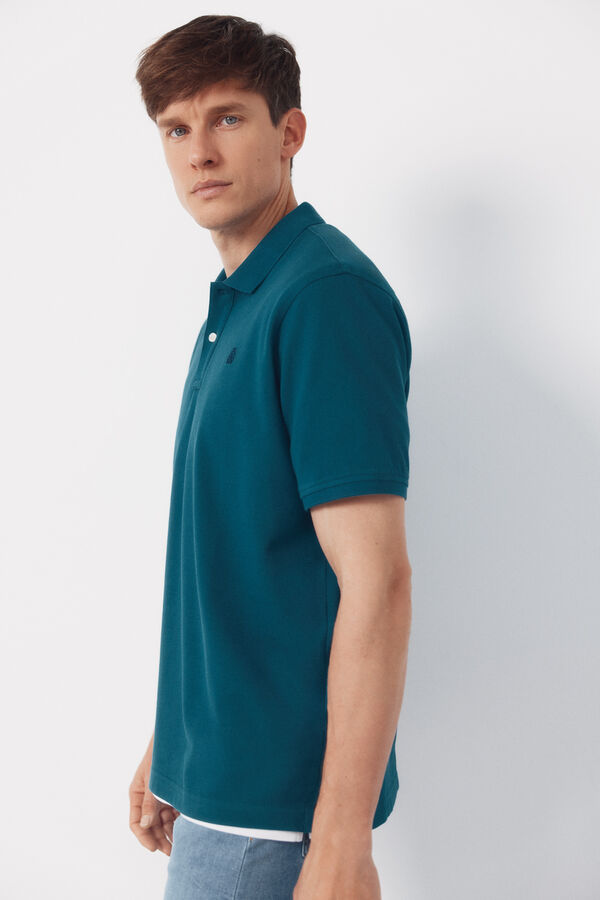 Cortefiel Polo b&aacute;sico piqu&eacute; Azul