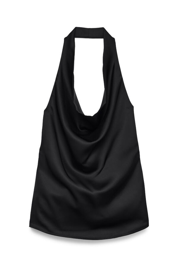 Vero Moda Top satinado atado al cuello Negro