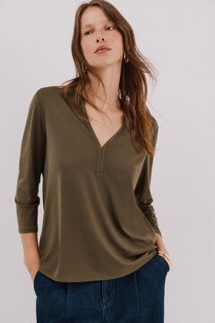 Cortefiel Blusa b&aacute;sica com gola mao