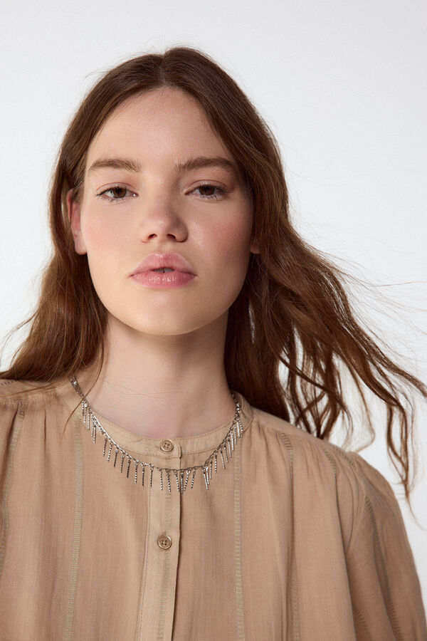 Slowlove Blusa dobby fluida Castanho