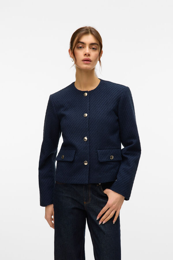 Vero Moda Casaco curta de tweed Azul