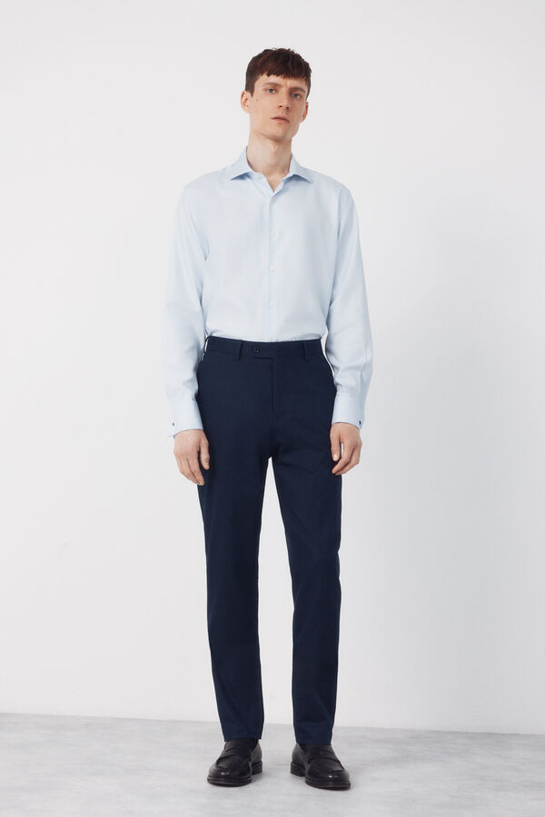 Cortefiel Plain easy-iron dress shirt Blue
