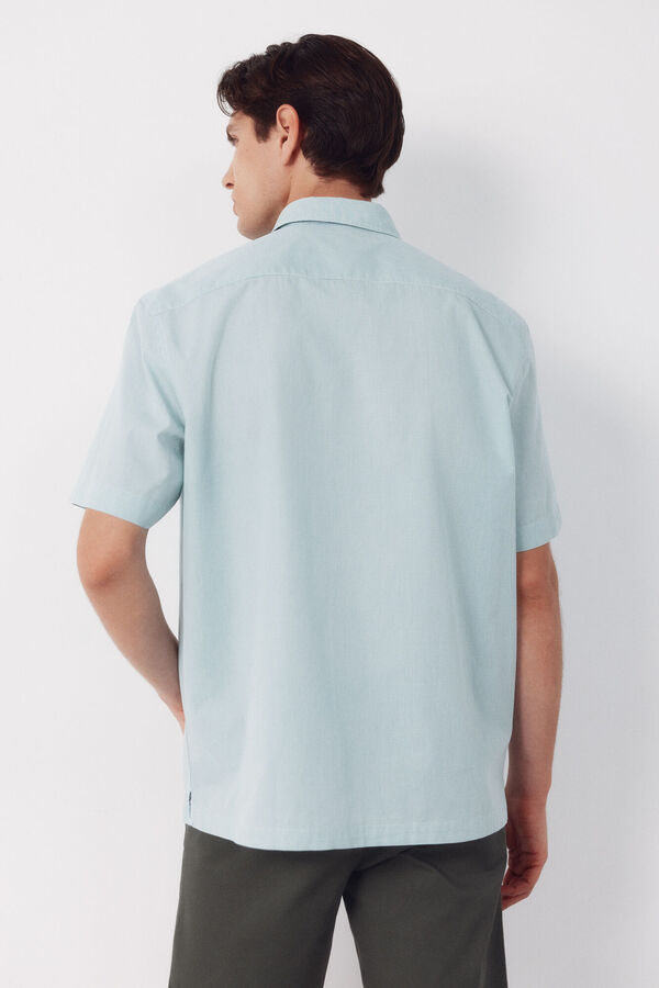 Cortefiel Camisa cuadro vichy manga corta Verde