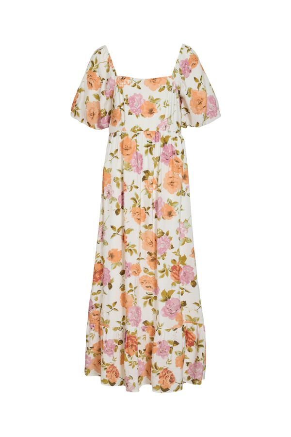 Vila Printed viscose long dress Printed white