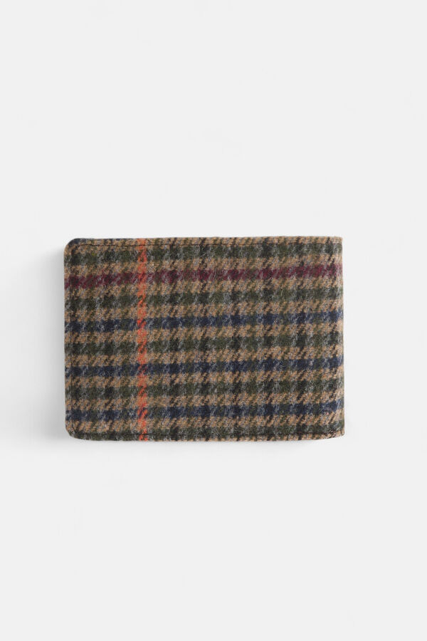 Silbon Cartera piel tejido cuadros Marr&oacute;n